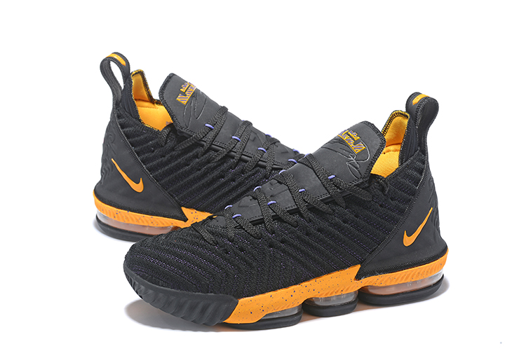 Nike LeBron James 16 Black Gold Basketball Shoes For Women - Click Image to Close